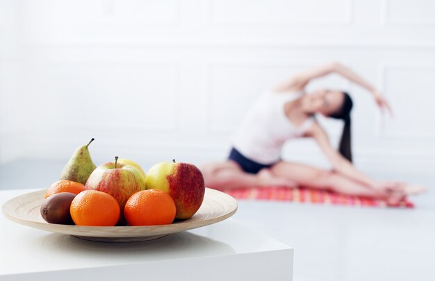yoga and healthy food